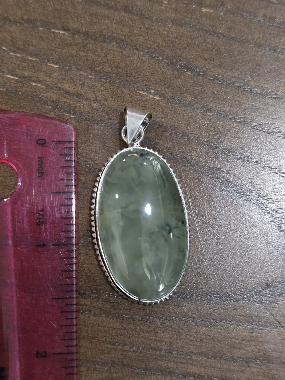 Phrenite Silver Overlay Oval Gemstone Pendant Necklace - Women Jewelry